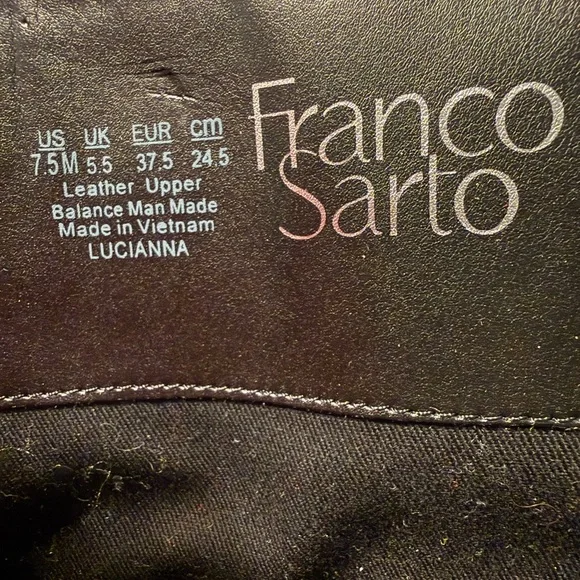Franco Sarto Black Leather Heeled Boots - Picture 3 of 5